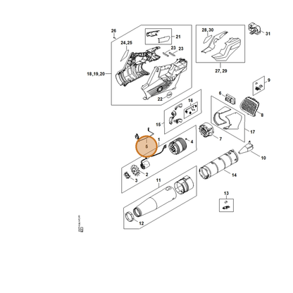 STIHL part BA04-430-0500 — IPL diagram snippet (6x zoom, amber highlight)