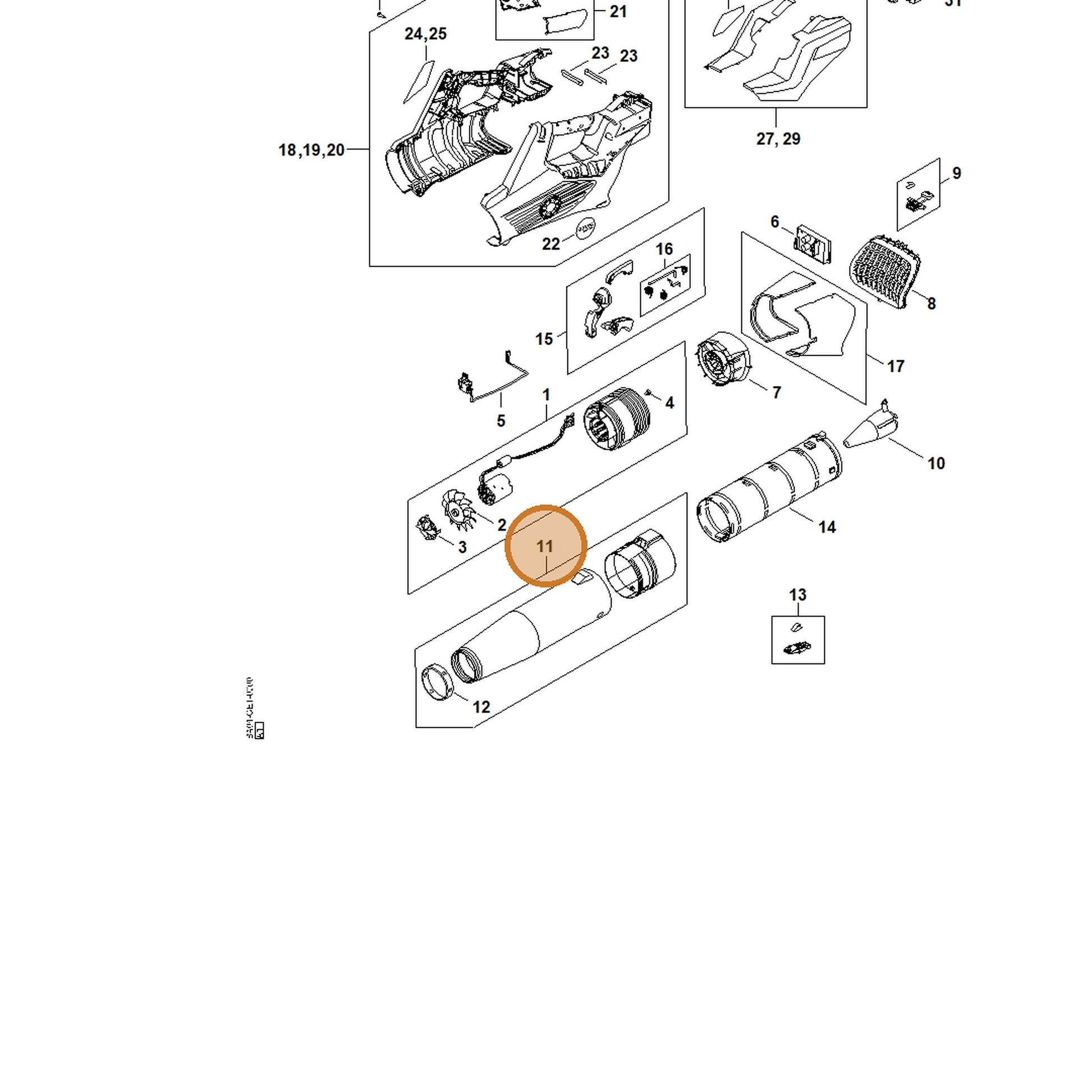 STIHL part BA04-710-6200 — IPL diagram snippet (6x zoom, amber highlight)