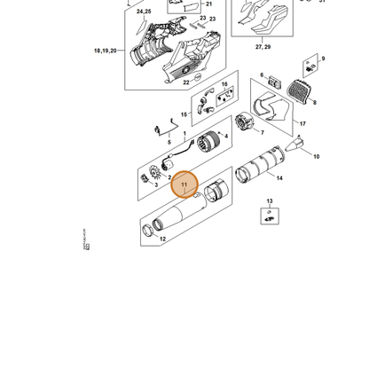 STIHL part BA04-710-6200 — IPL diagram snippet (6x zoom, amber highlight)