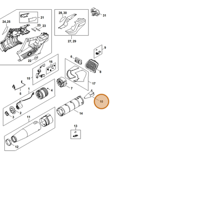 STIHL part BA04-761-0300 — IPL diagram snippet (6x zoom, amber highlight)