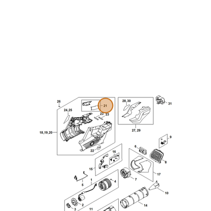 STIHL part BA04-790-0600 — IPL diagram snippet (6x zoom, amber highlight)