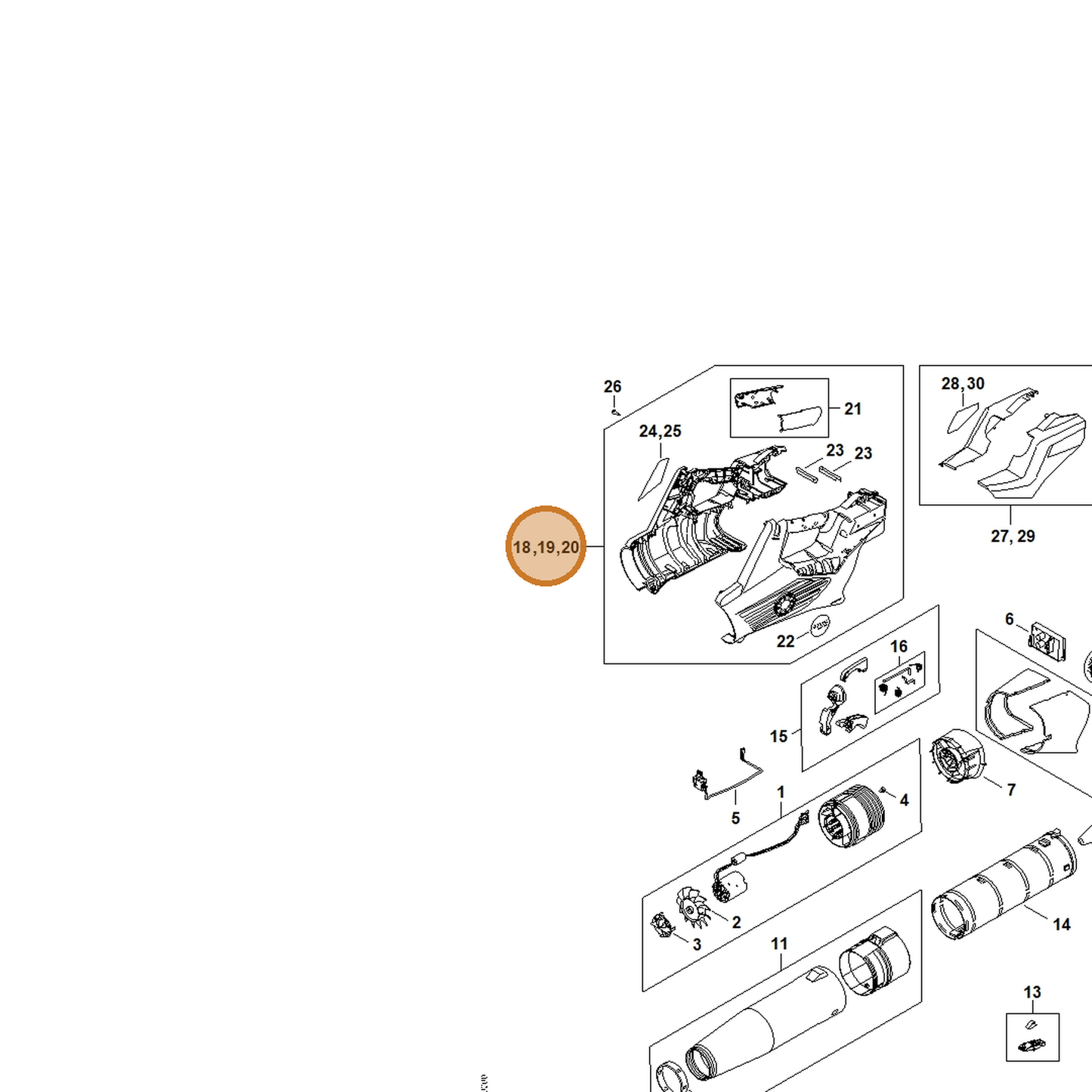 STIHL part BA04-790-1002 — IPL diagram snippet (6x zoom, amber highlight)