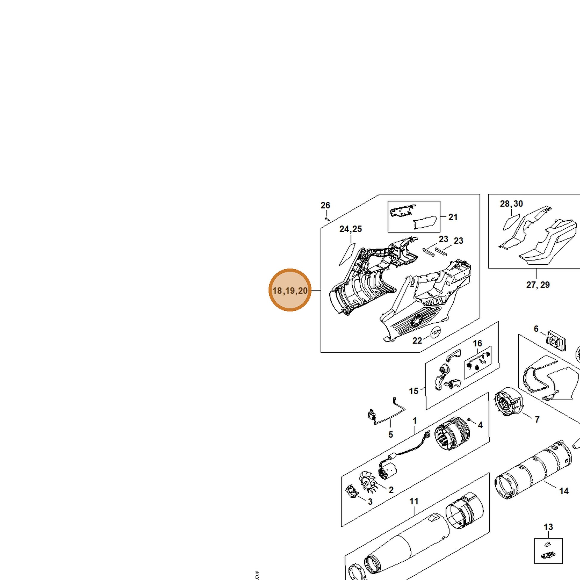 STIHL part BA04-790-1002 — IPL diagram snippet (6x zoom, amber highlight)