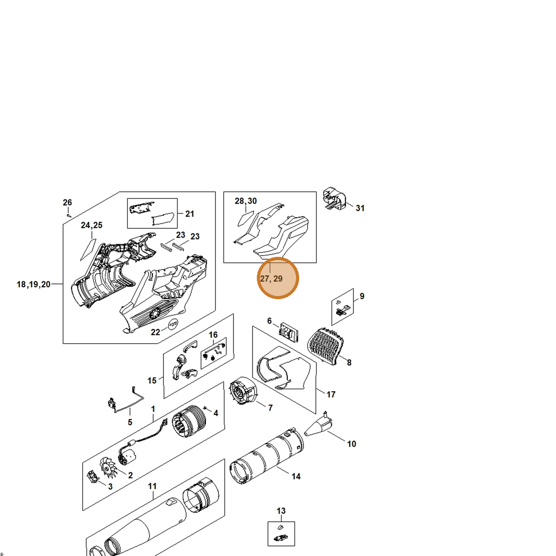 STIHL part BA04-790-5102 — IPL diagram snippet (6x zoom, amber highlight)