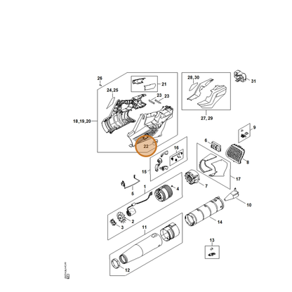 STIHL part BA04-967-1500 — IPL diagram snippet (6x zoom, amber highlight)