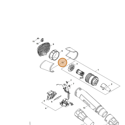 STIHL part BA06-007-1000 — IPL diagram snippet (6x zoom, amber highlight)