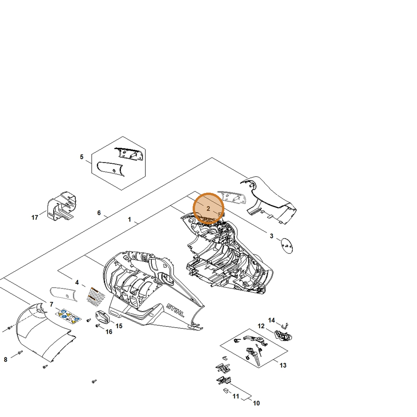 STIHL part BA06-432-8300 — IPL diagram snippet (6x zoom, amber highlight)