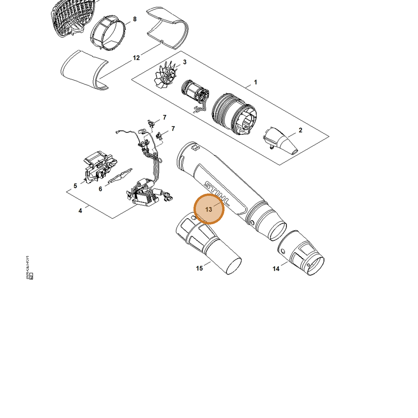 STIHL part BA06-701-5401 — IPL diagram snippet (6x zoom, amber highlight)