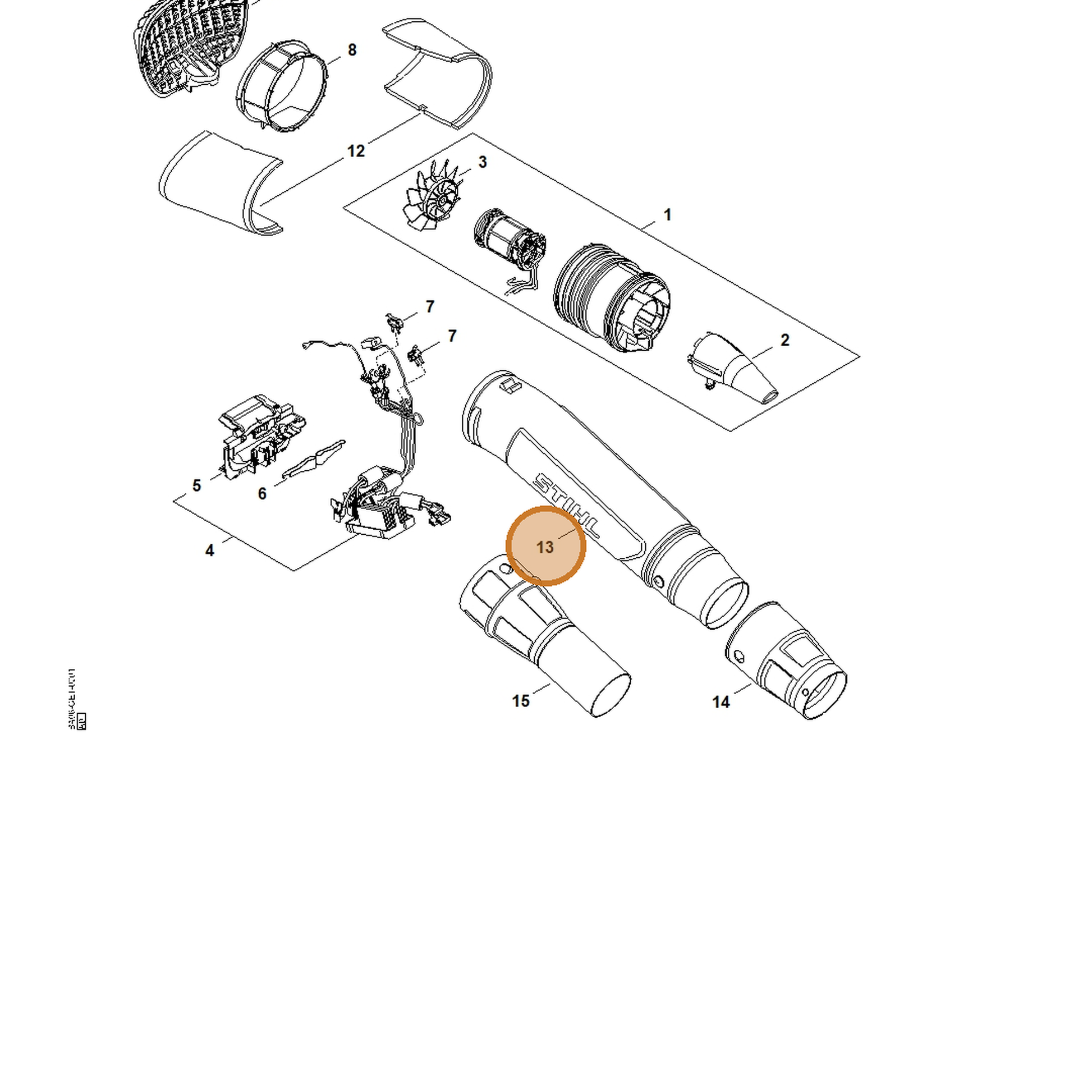 STIHL part BA06-701-5401 — IPL diagram snippet (6x zoom, amber highlight)