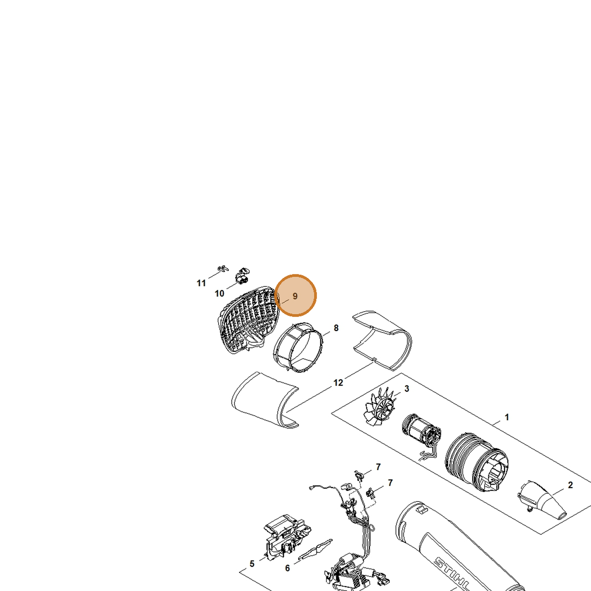 STIHL part BA06-706-8000 — IPL diagram snippet (6x zoom, amber highlight)