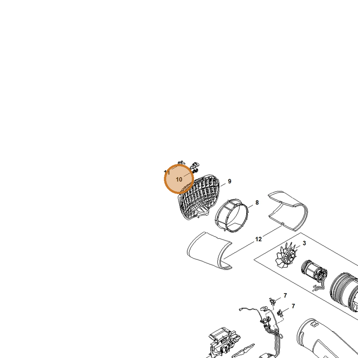 STIHL part BA06-718-8200 — IPL diagram snippet (6x zoom, amber highlight)