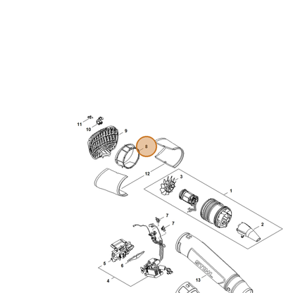 STIHL part BA06-761-1100 — IPL diagram snippet (6x zoom, amber highlight)