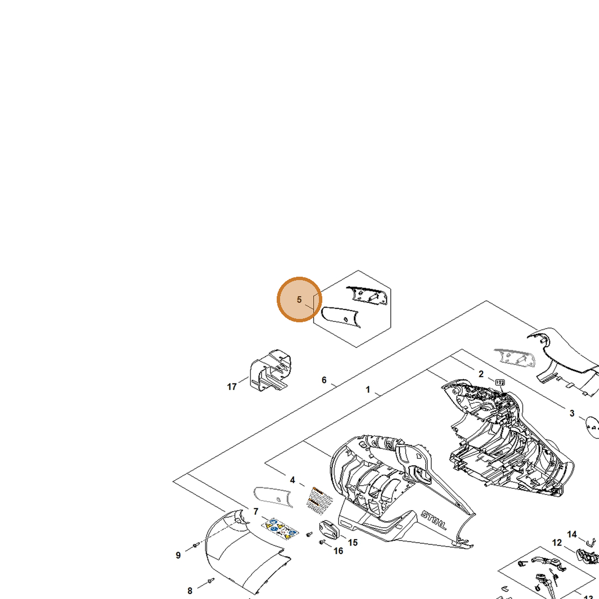 STIHL part BA06-790-0600 — IPL diagram snippet (6x zoom, amber highlight)