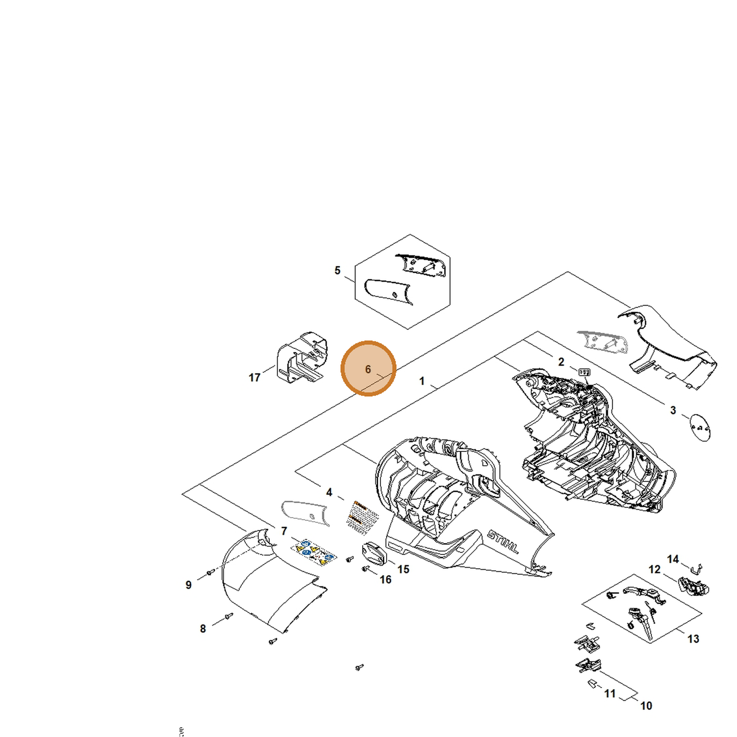 STIHL part BA06-790-5101 — IPL diagram snippet (6x zoom, amber highlight)