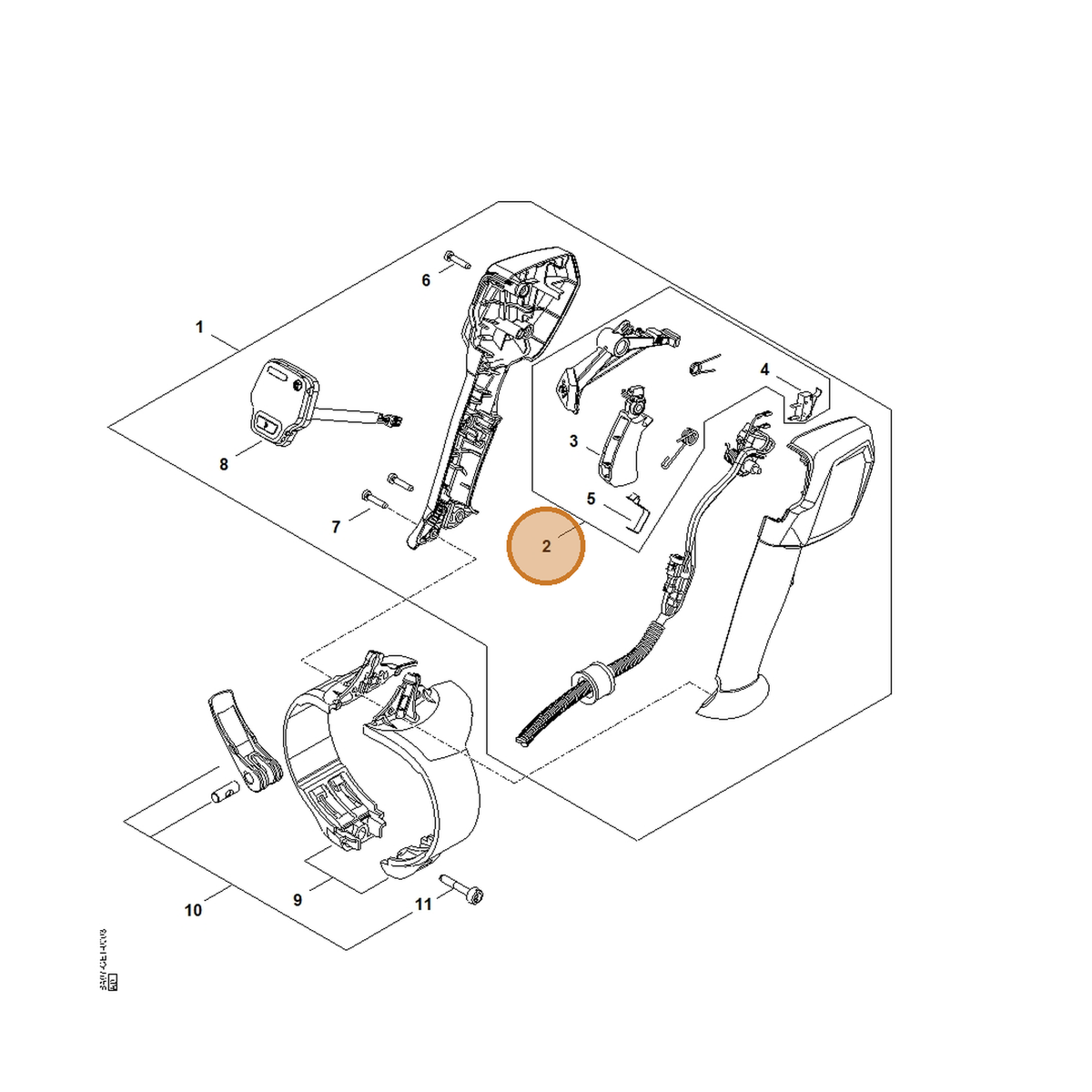 STIHL part BA07-007-3800 — IPL diagram snippet (6x zoom, amber highlight)