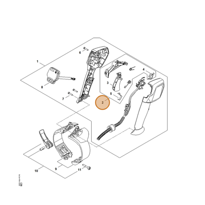 STIHL part BA07-007-3800 — IPL diagram snippet (6x zoom, amber highlight)