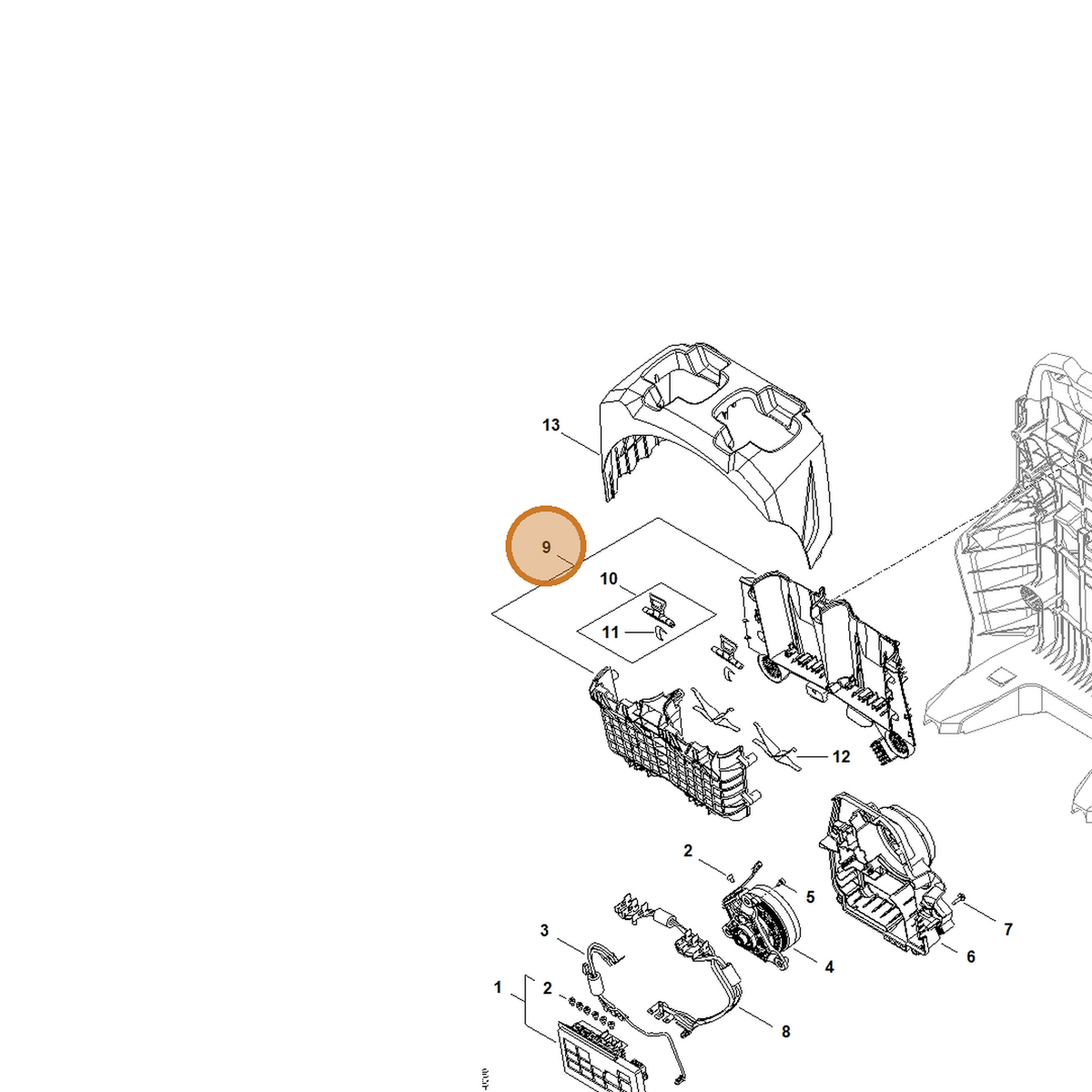 STIHL part BA07-400-9400 — IPL diagram snippet (6x zoom, amber highlight)