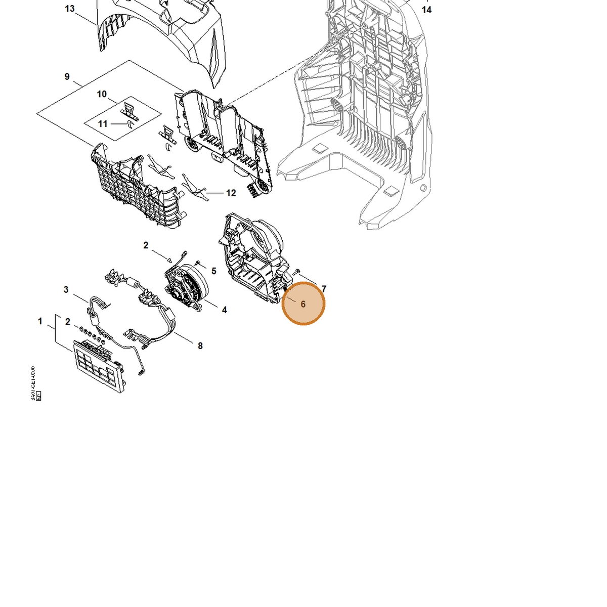 STIHL part BA07-403-2500 — IPL diagram snippet (6x zoom, amber highlight)
