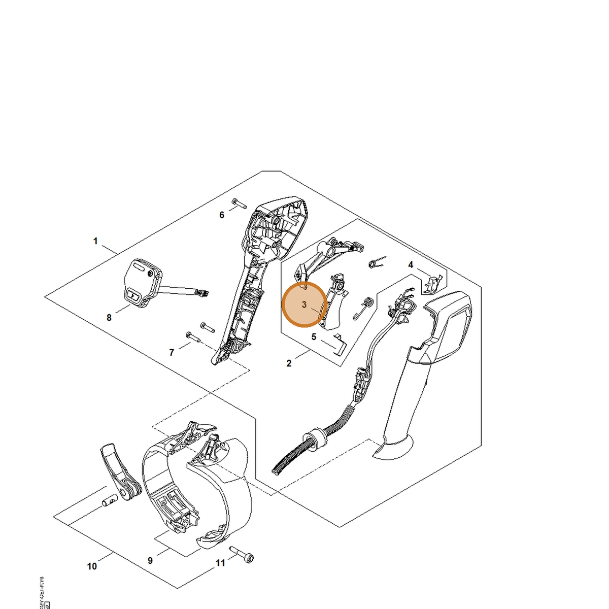 STIHL part BA07-430-2100 — IPL diagram snippet (6x zoom, amber highlight)