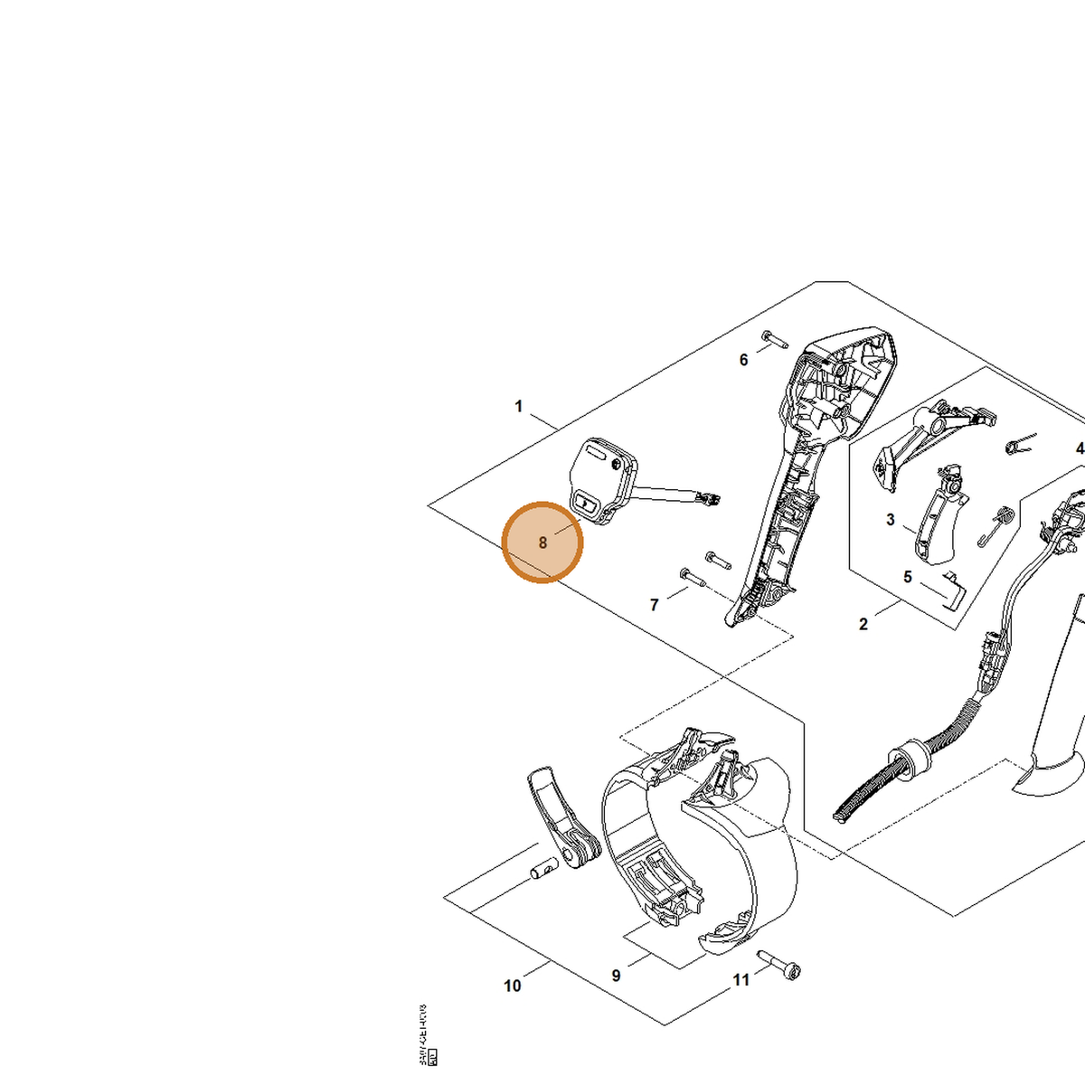 STIHL part BA07-430-7100 — IPL diagram snippet (6x zoom, amber highlight)