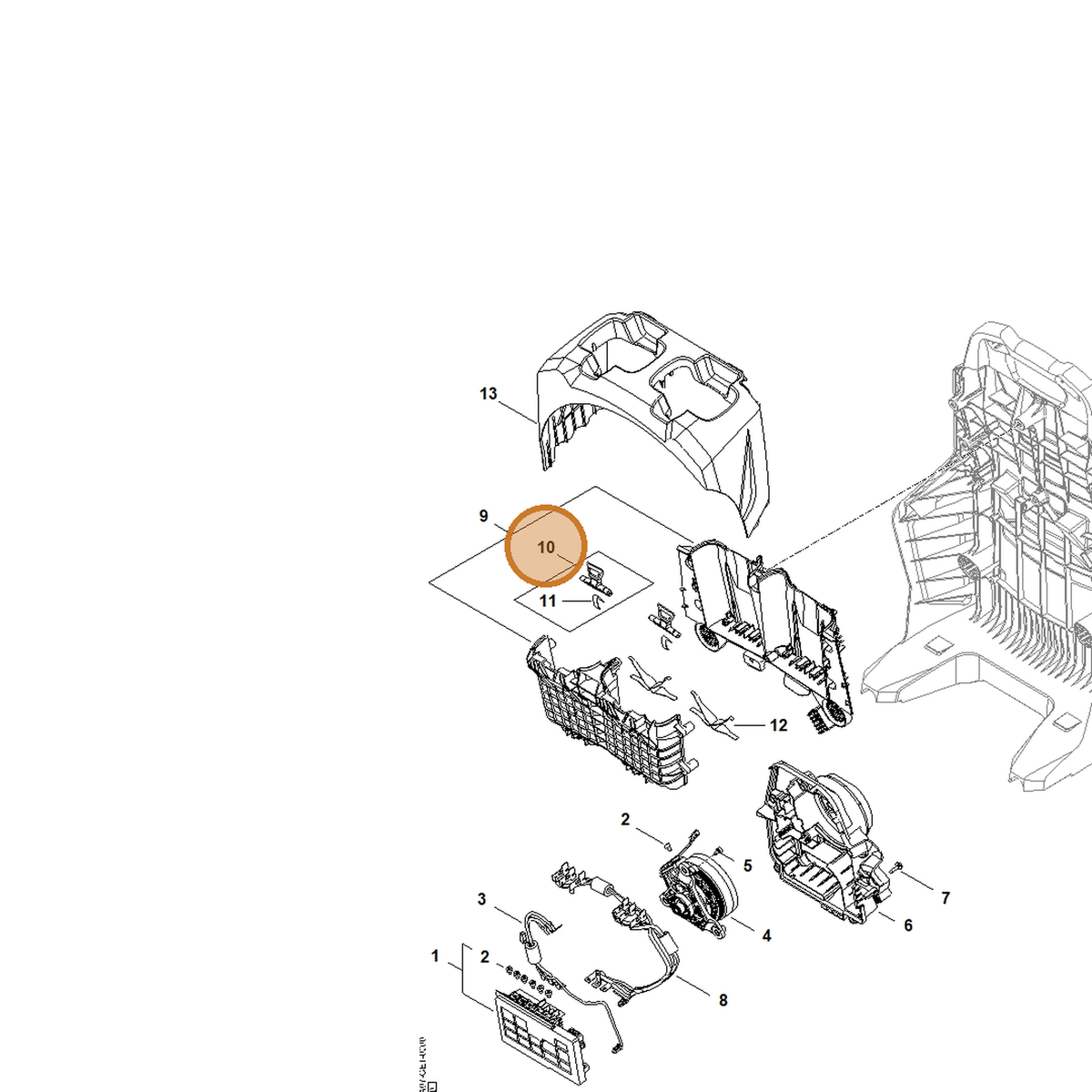 STIHL part BA07-430-9800 — IPL diagram snippet (6x zoom, amber highlight)