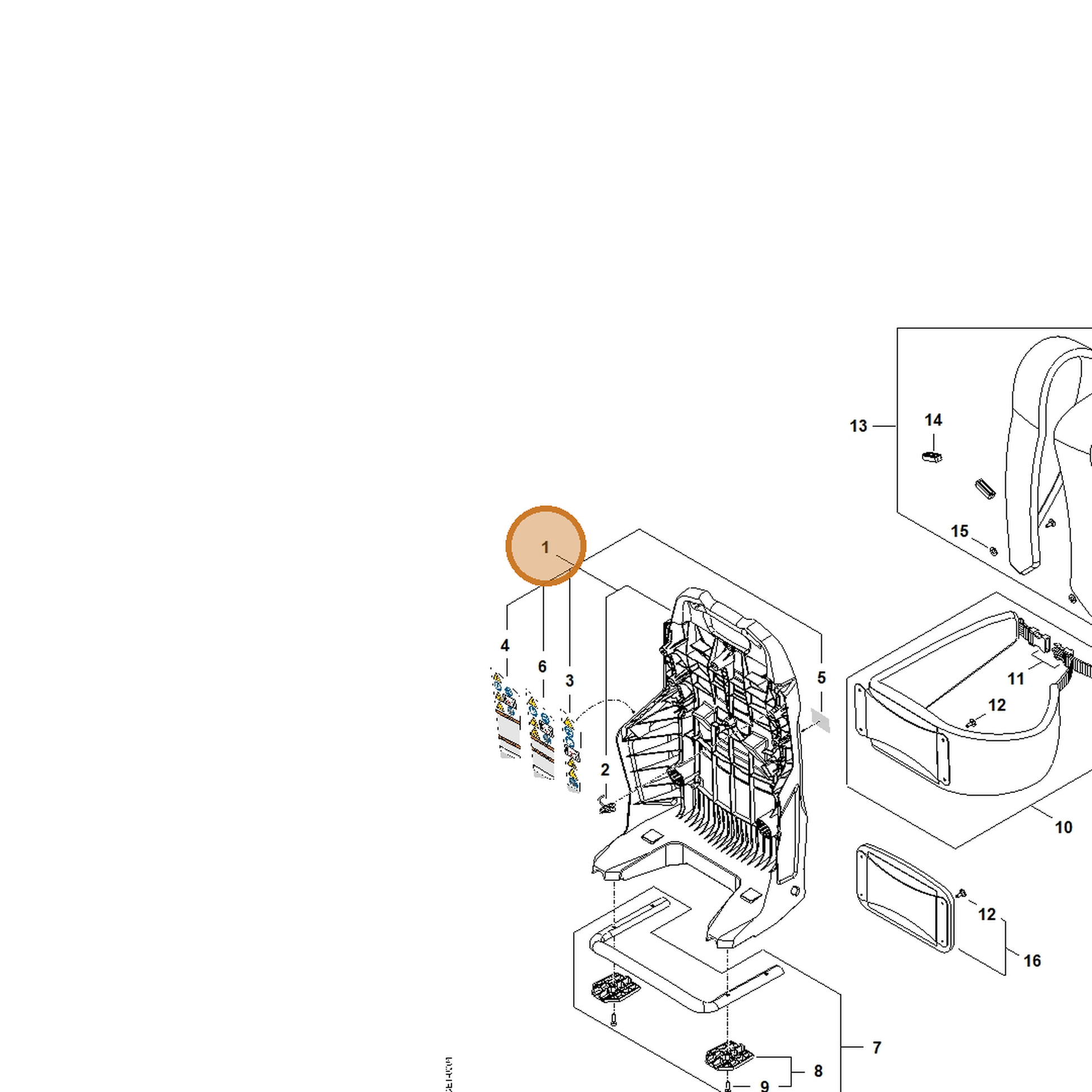 STIHL part BA07-700-3802 — IPL diagram snippet (6x zoom, amber highlight)