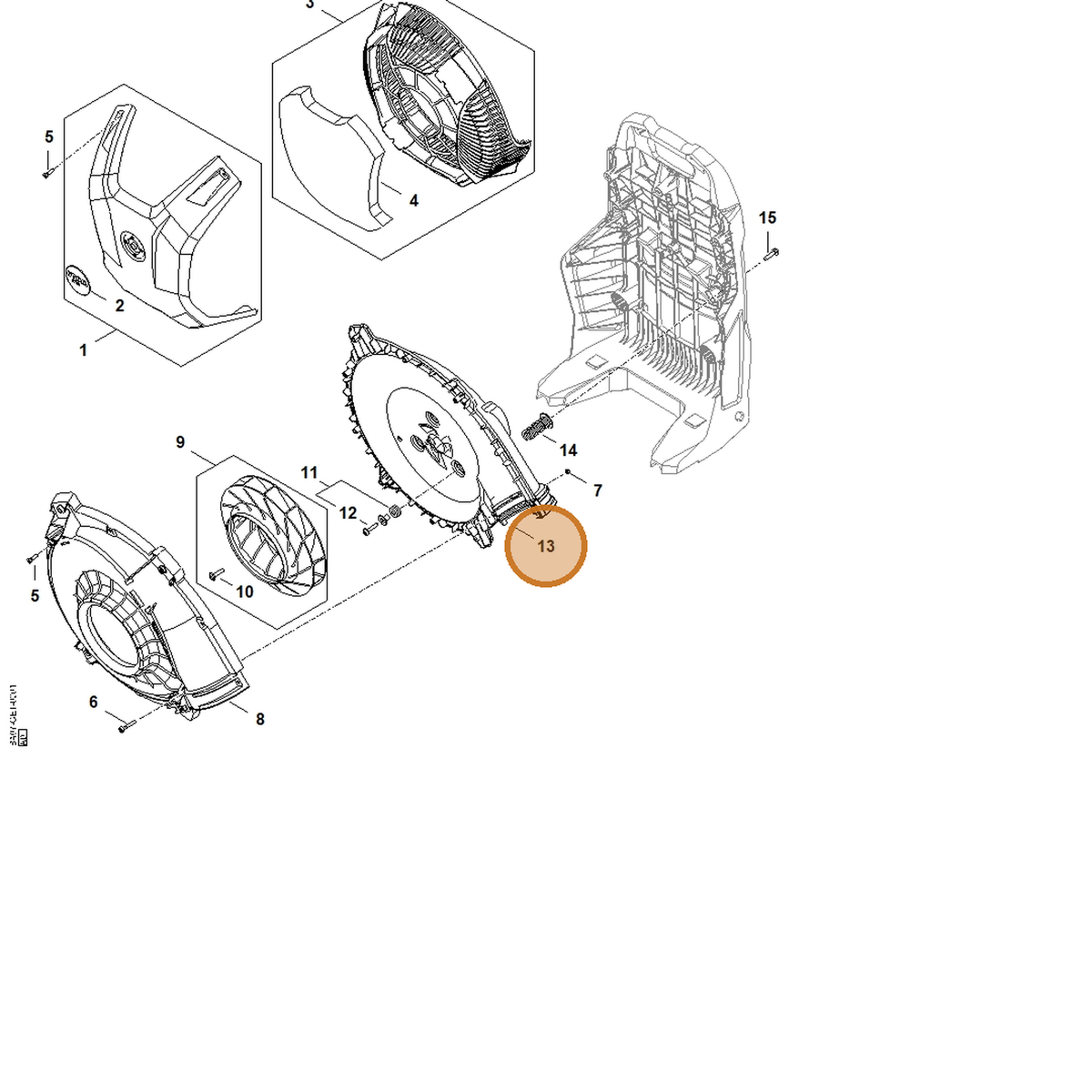 STIHL part BA07-700-4100 — IPL diagram snippet (6x zoom, amber highlight)
