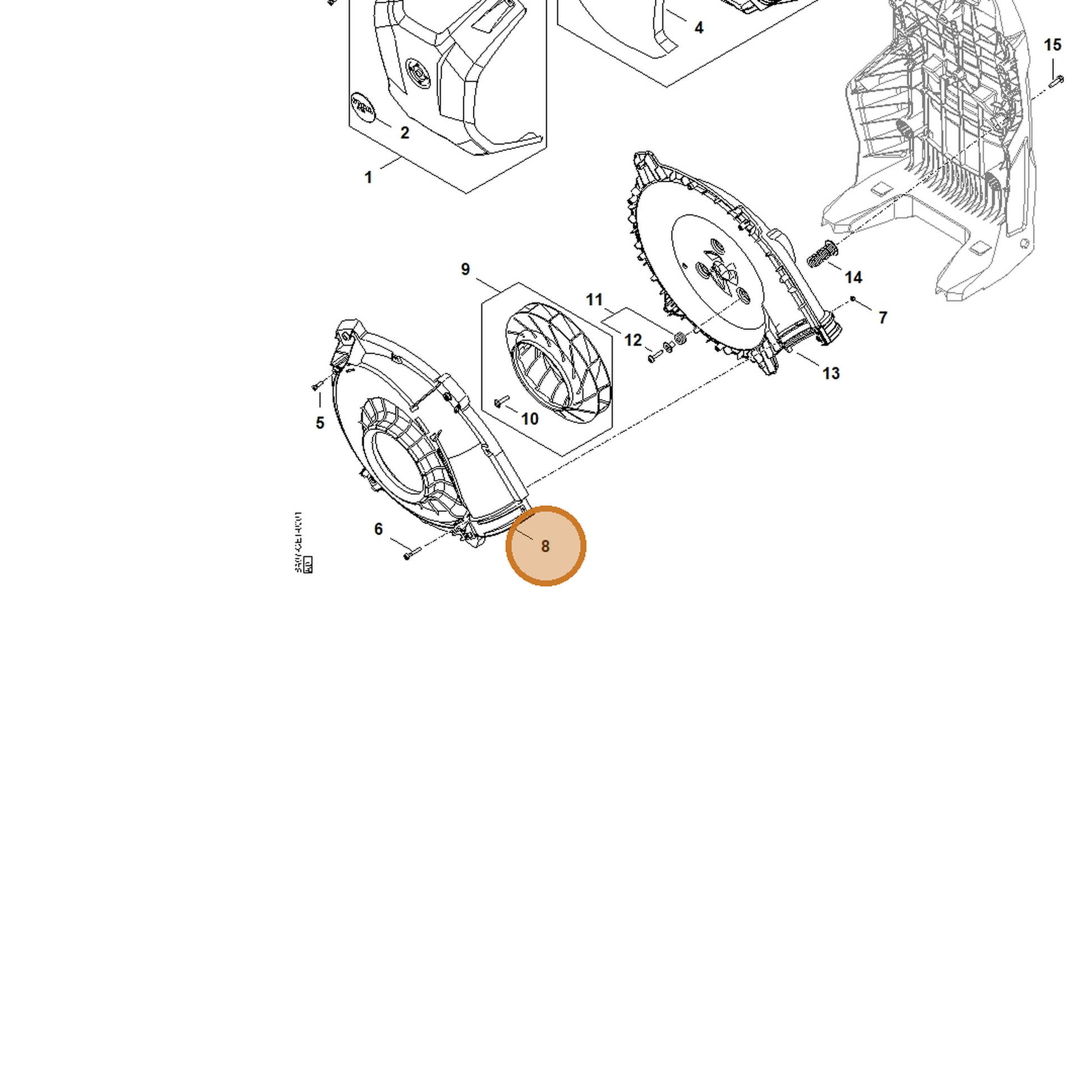 STIHL part BA07-701-0700 — IPL diagram snippet (6x zoom, amber highlight)