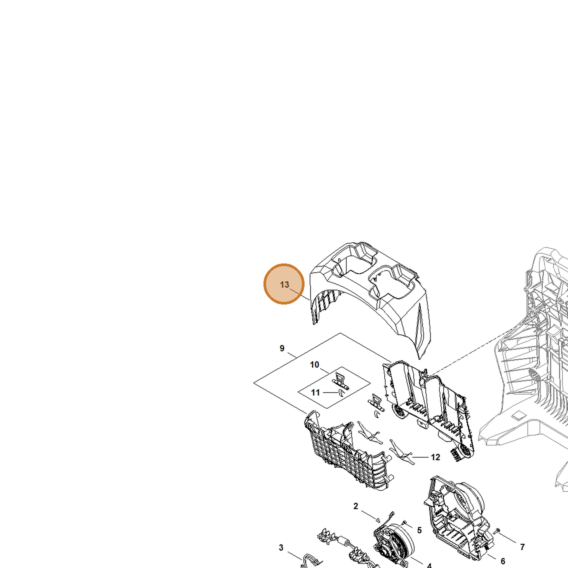 STIHL part BA07-706-0700 — IPL diagram snippet (6x zoom, amber highlight)