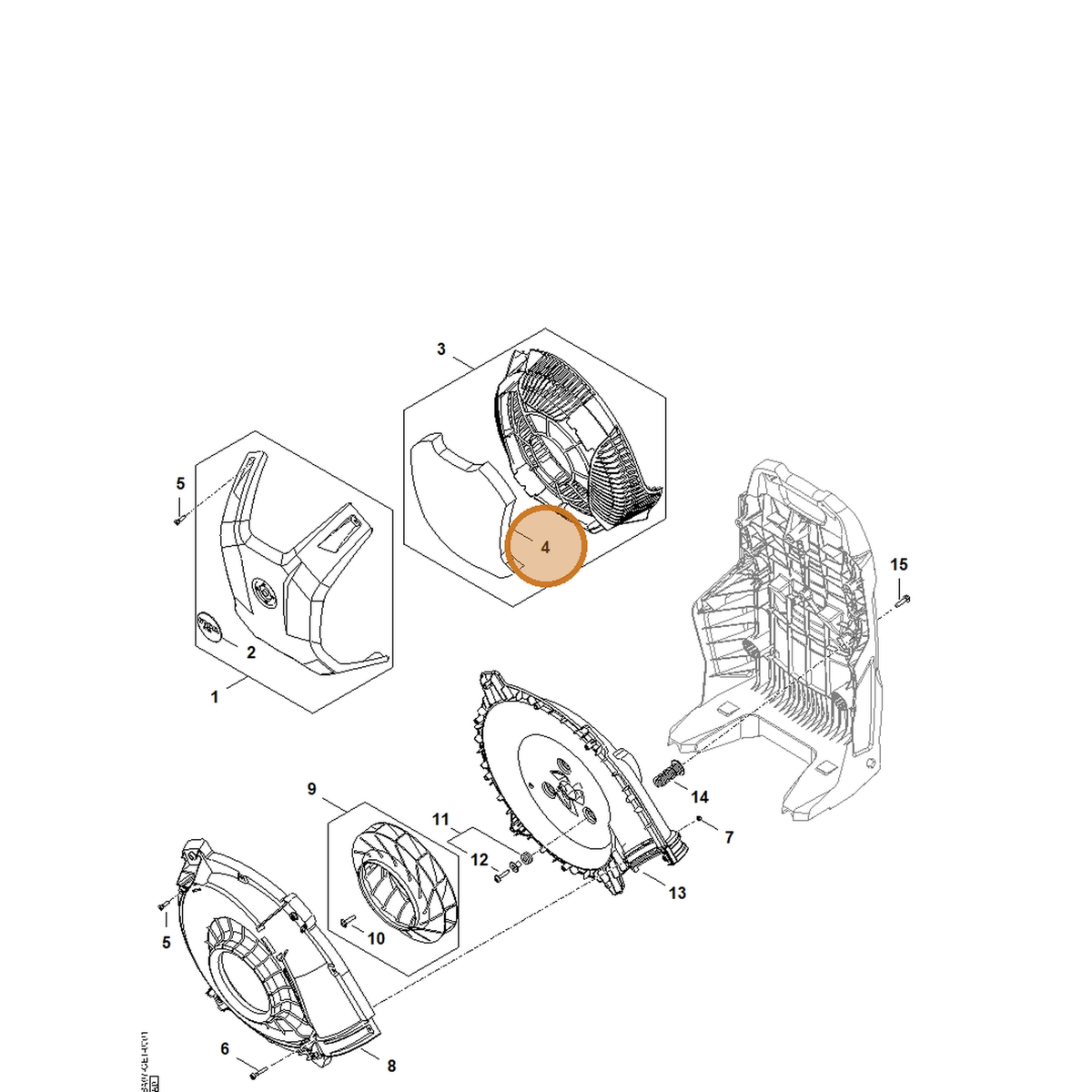 STIHL part BA07-706-3200 — IPL diagram snippet (6x zoom, amber highlight)