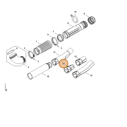 STIHL part BA07-708-6302 — IPL diagram snippet (6x zoom, amber highlight)