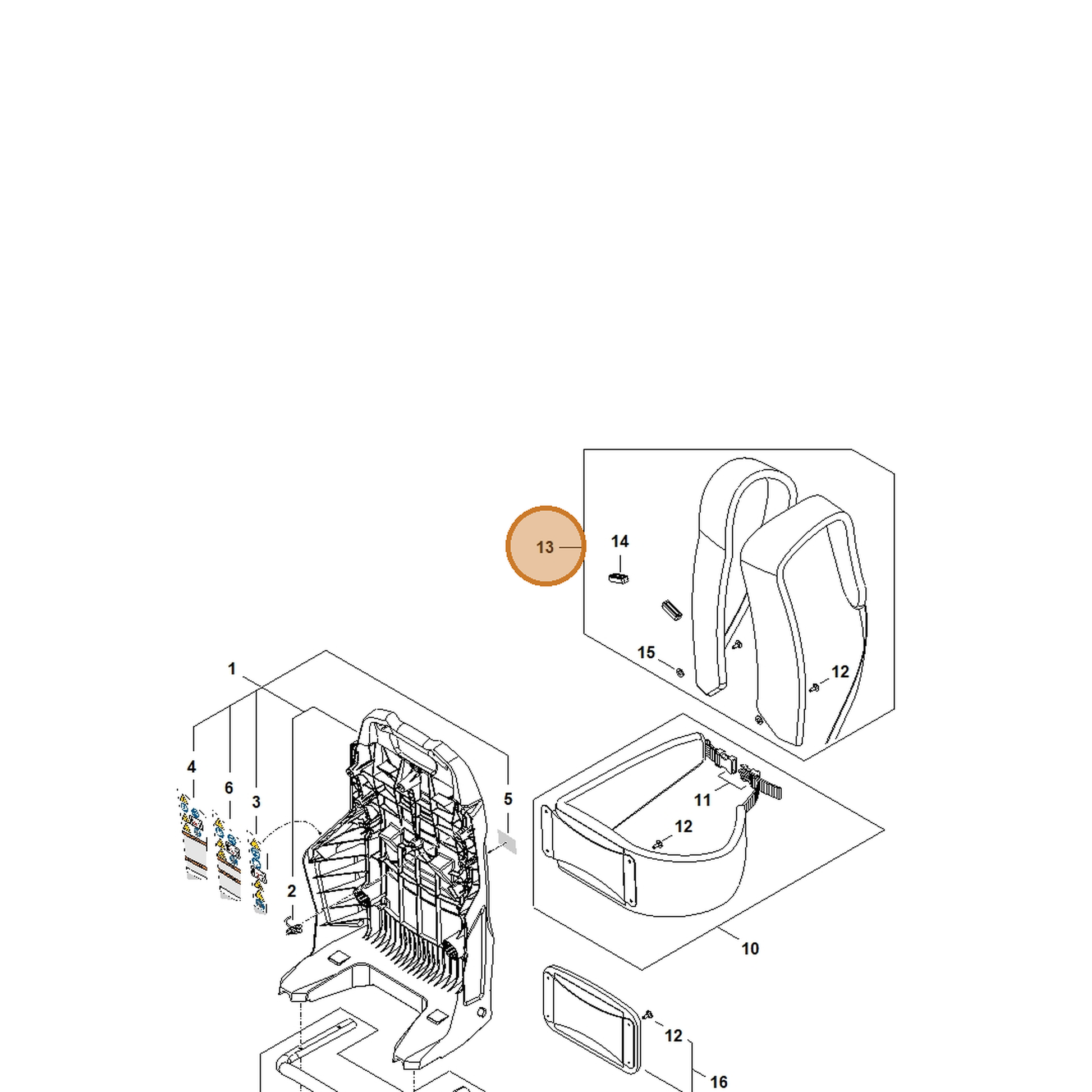 STIHL part BA07-710-9003 — IPL diagram snippet (6x zoom, amber highlight)