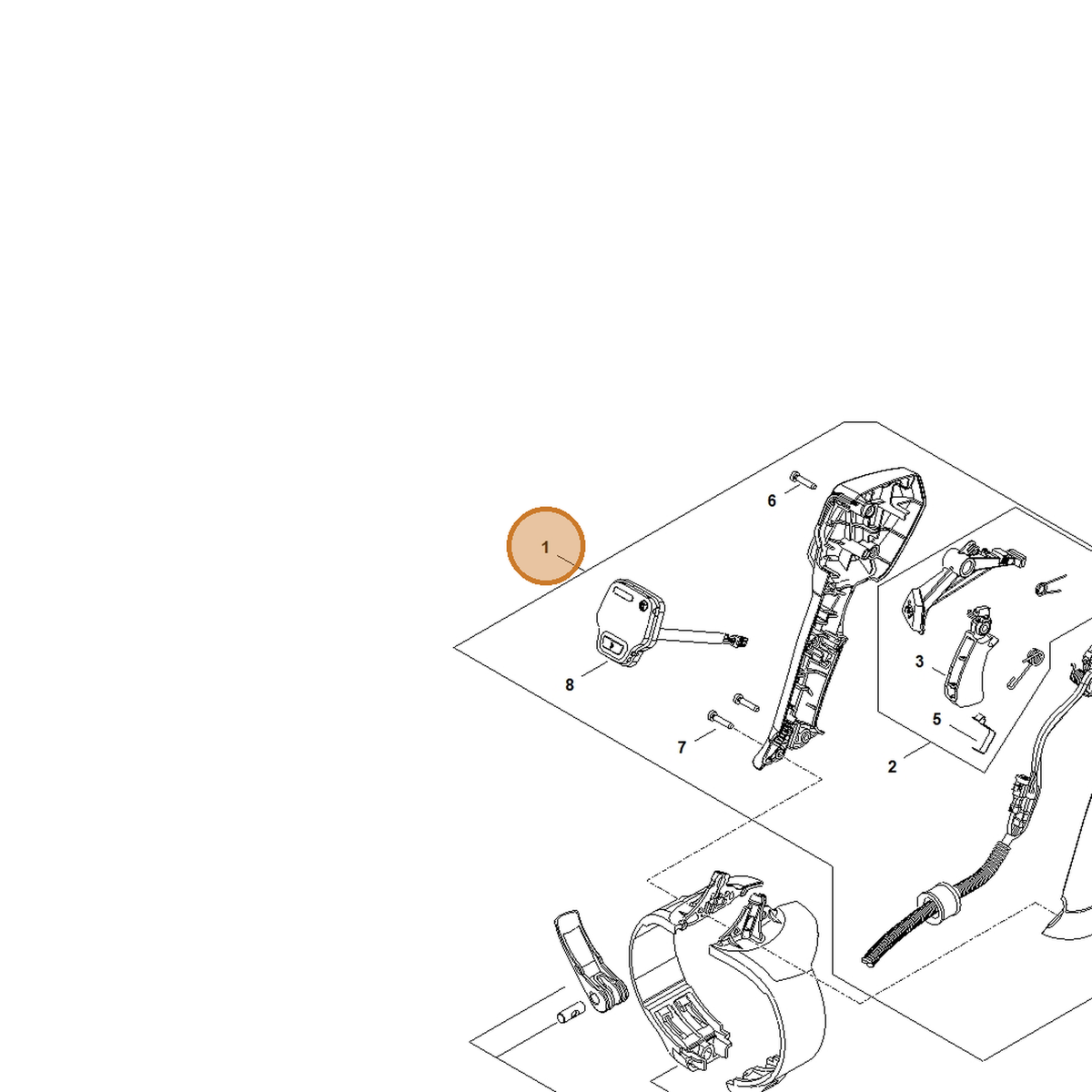 STIHL part BA07-790-1300 — IPL diagram snippet (6x zoom, amber highlight)