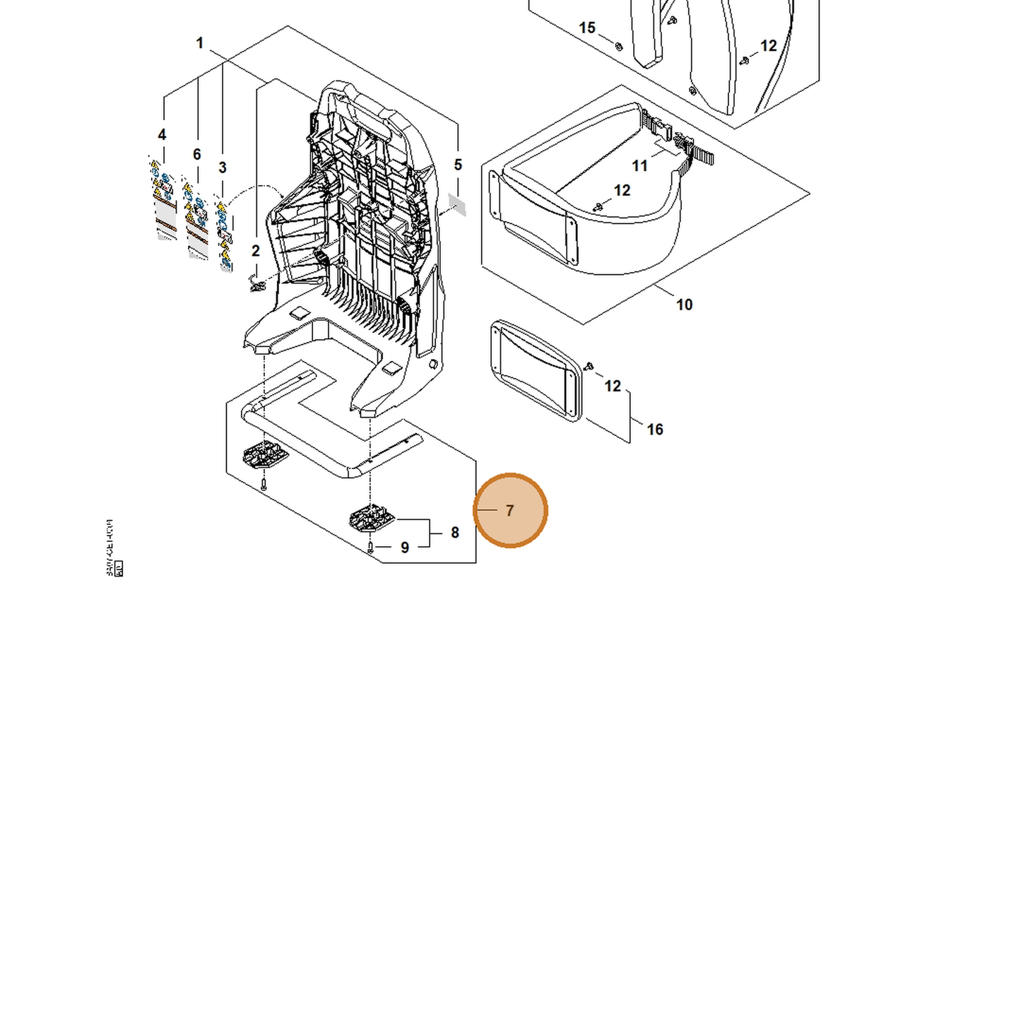 STIHL part BA07-790-6801 — IPL diagram snippet (6x zoom, amber highlight)