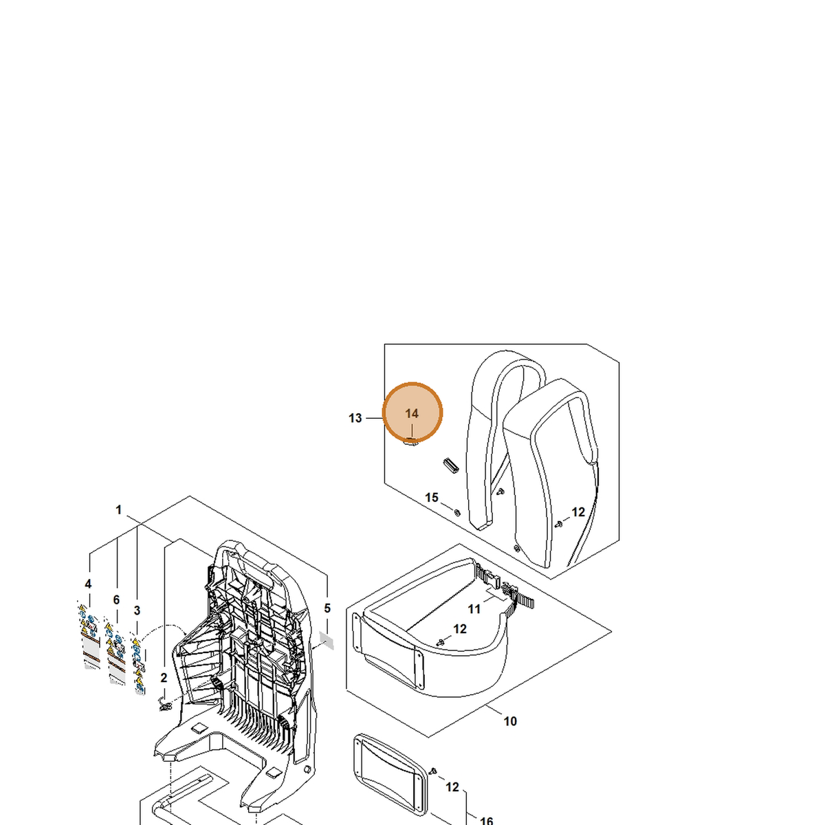 STIHL part BA07-792-1600 — IPL diagram snippet (6x zoom, amber highlight)