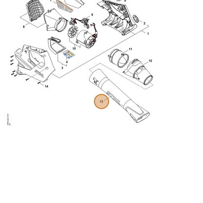 STIHL part BA08-701-5400 — IPL diagram snippet (6x zoom, amber highlight)