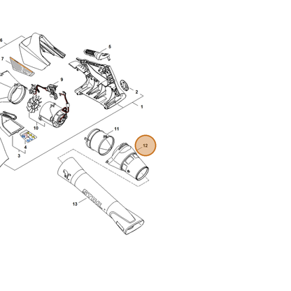 STIHL part BA08-708-6300 — IPL diagram snippet (6x zoom, amber highlight)