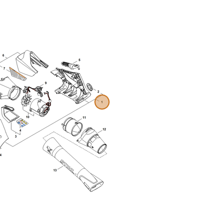 STIHL part BA08-790-1000 — IPL diagram snippet (6x zoom, amber highlight)