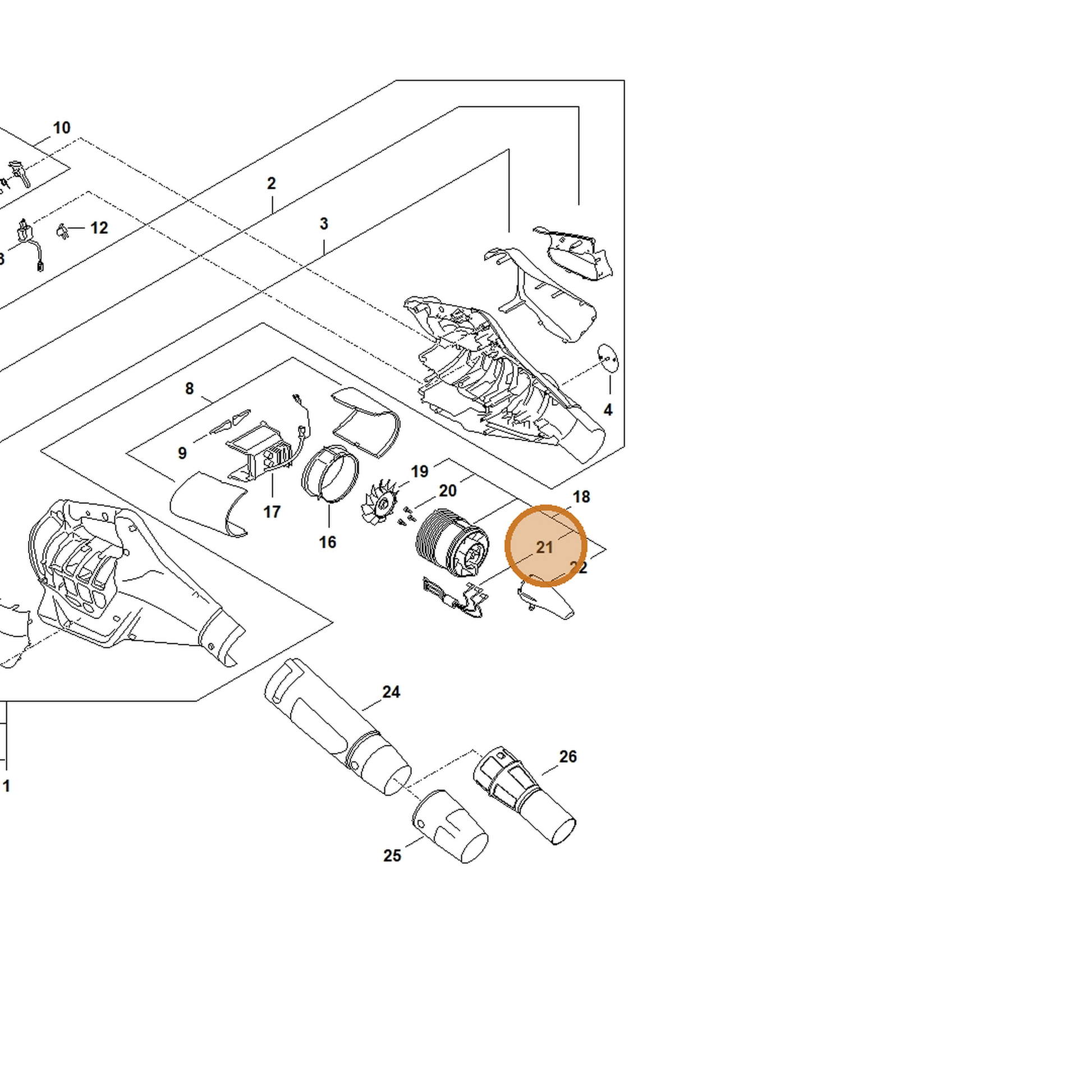 STIHL part BA09-430-2201 — IPL diagram snippet (6x zoom, amber highlight)