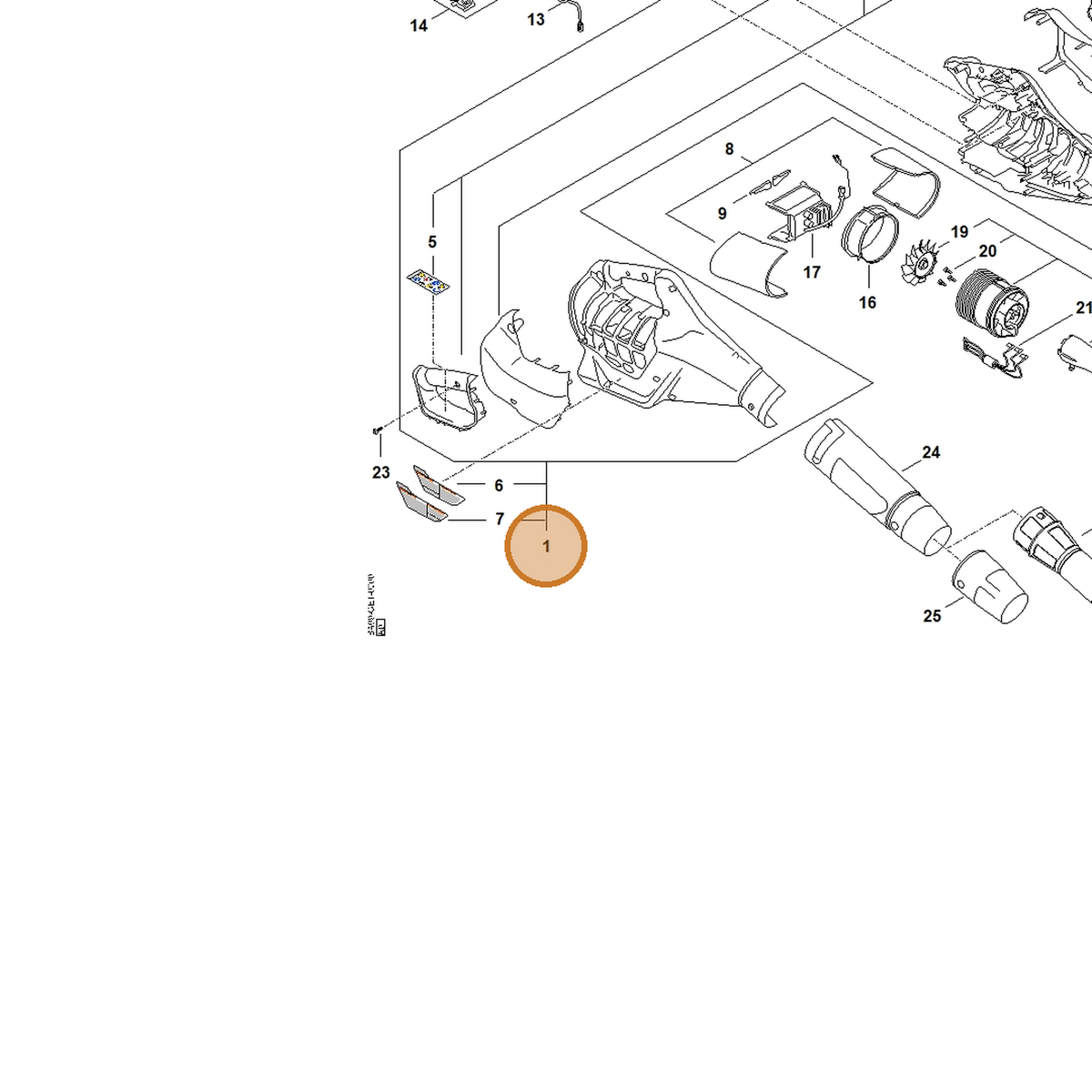 STIHL part BA09-790-1001 — IPL diagram snippet (6x zoom, amber highlight)