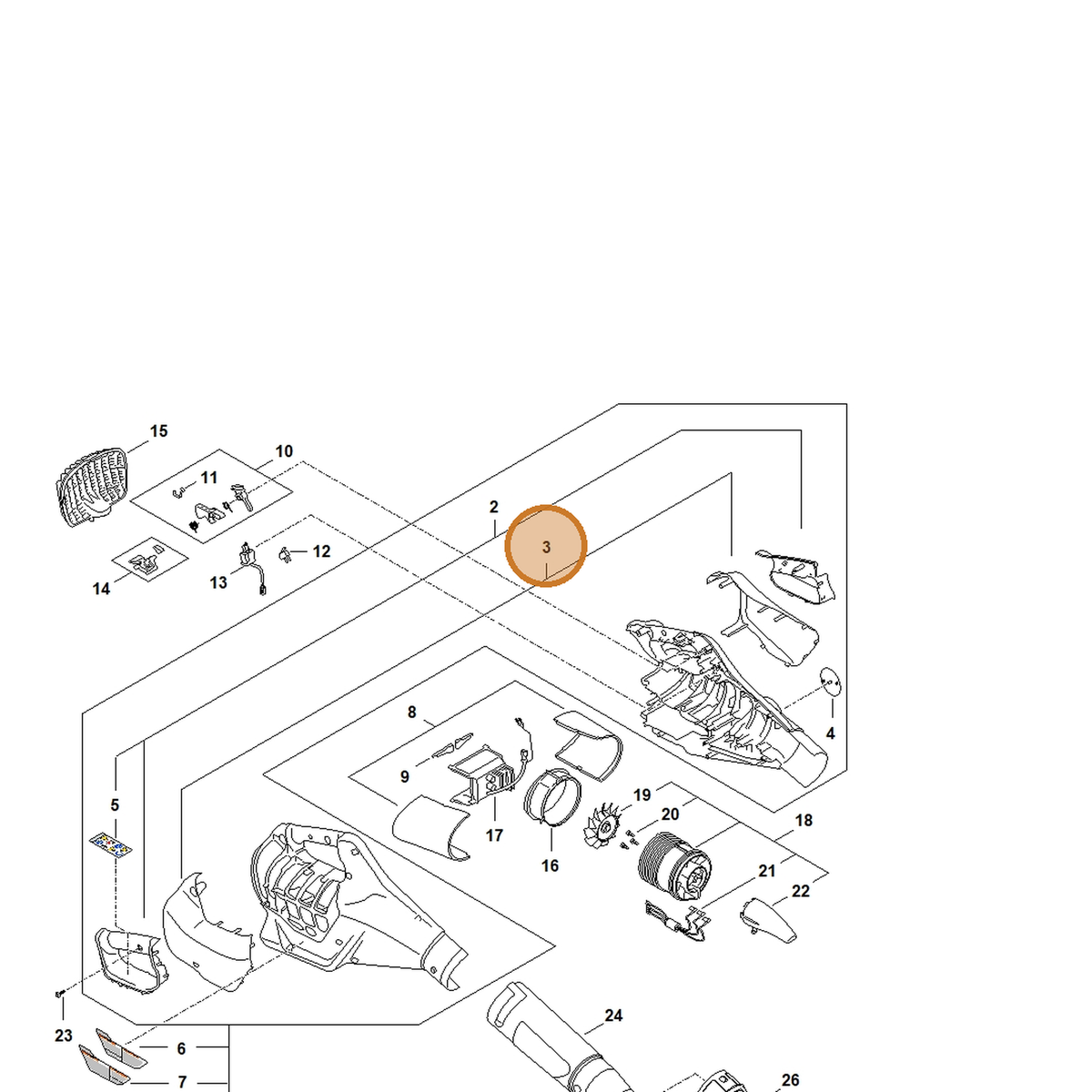 STIHL part BA09-790-5100 — IPL diagram snippet (6x zoom, amber highlight)