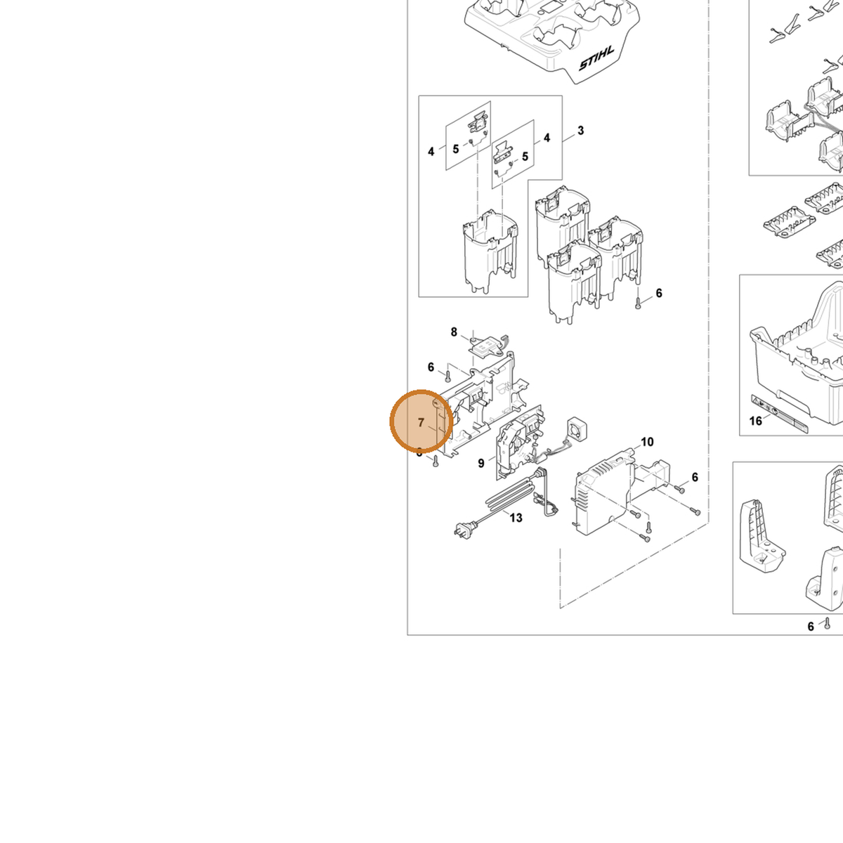 STIHL part EA04-430-1401 — IPL diagram snippet (6x zoom, amber highlight)