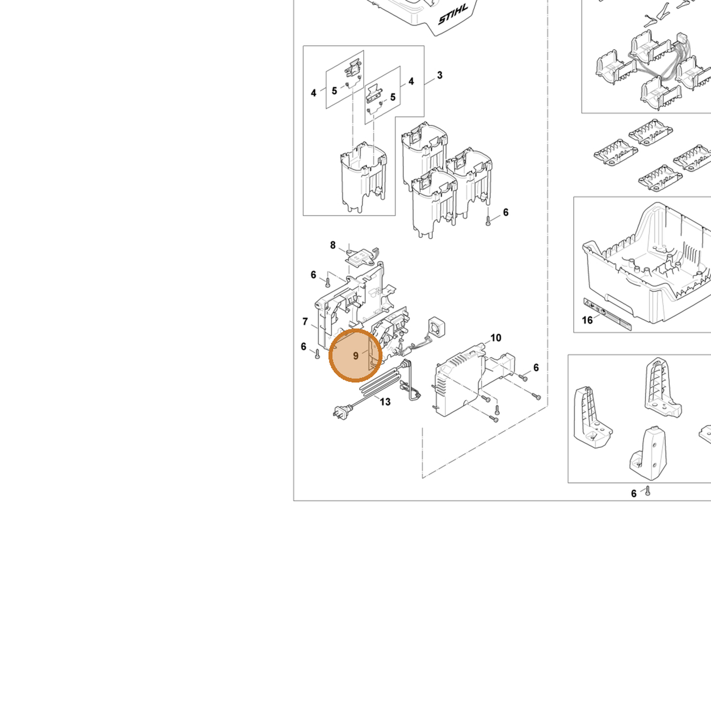 STIHL part EA04-430-1408 — IPL diagram snippet (6x zoom, amber highlight)