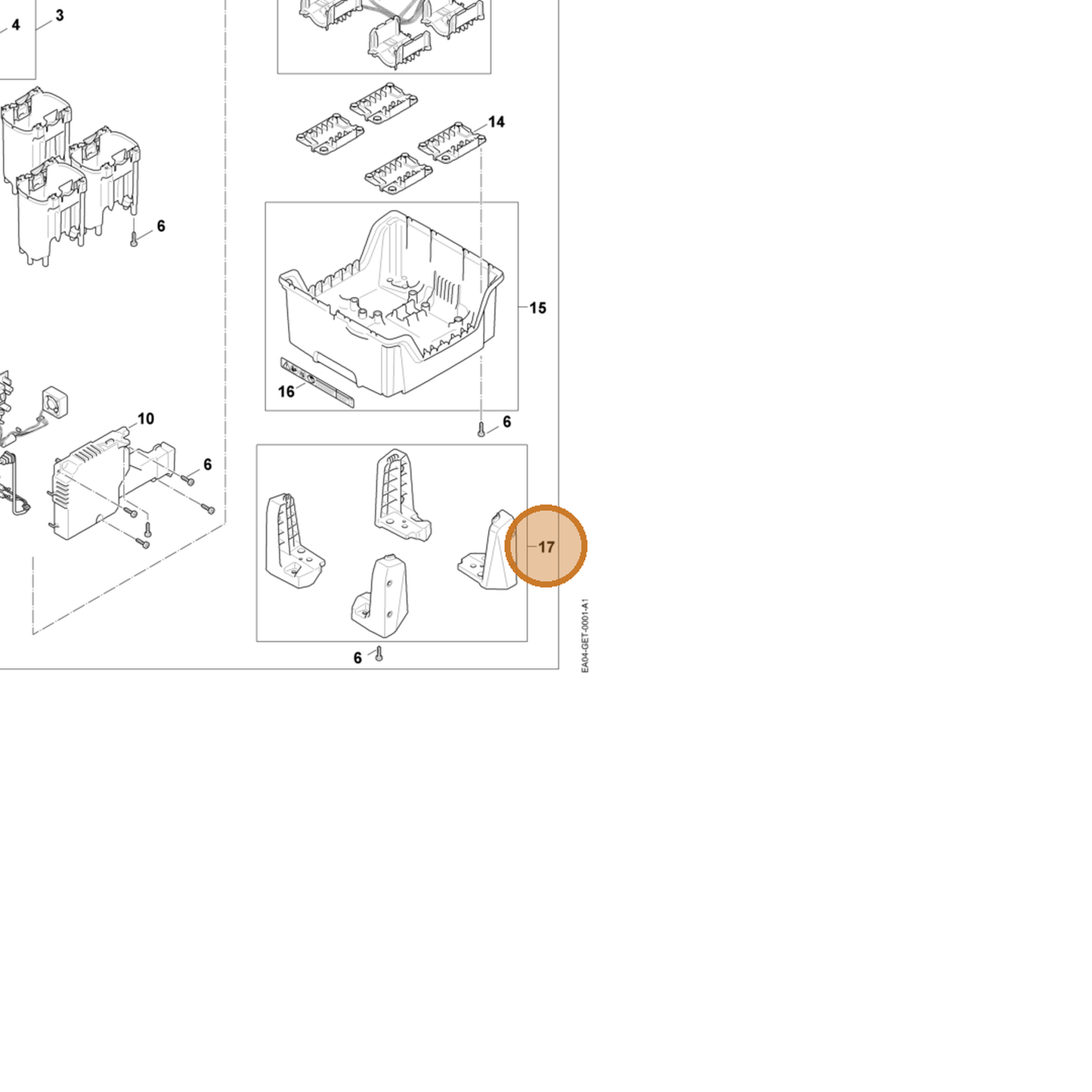 STIHL part EA04-820-1002 — IPL diagram snippet (6x zoom, amber highlight)