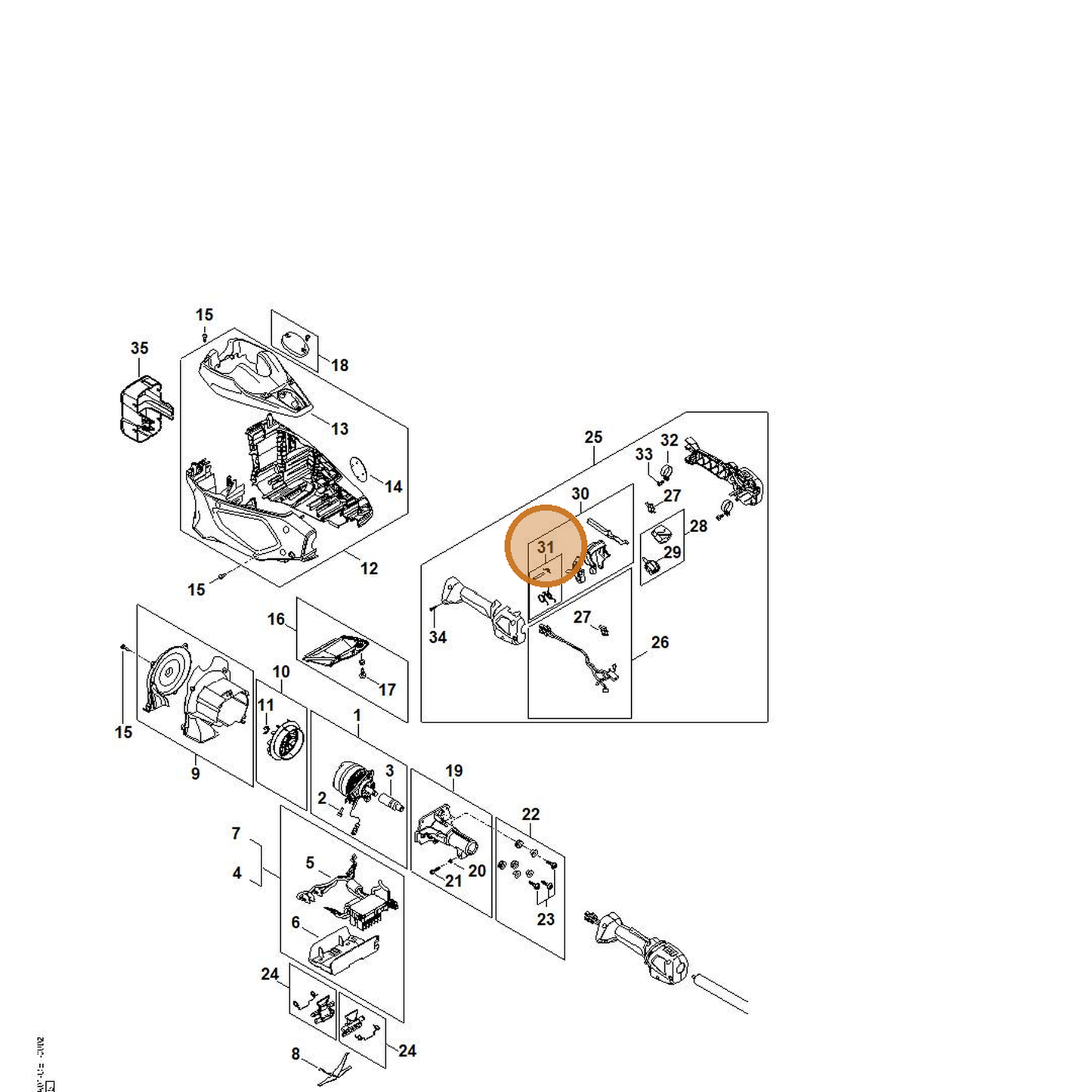 STIHL part FA01-007-1320 — IPL diagram snippet (6x zoom, amber highlight)
