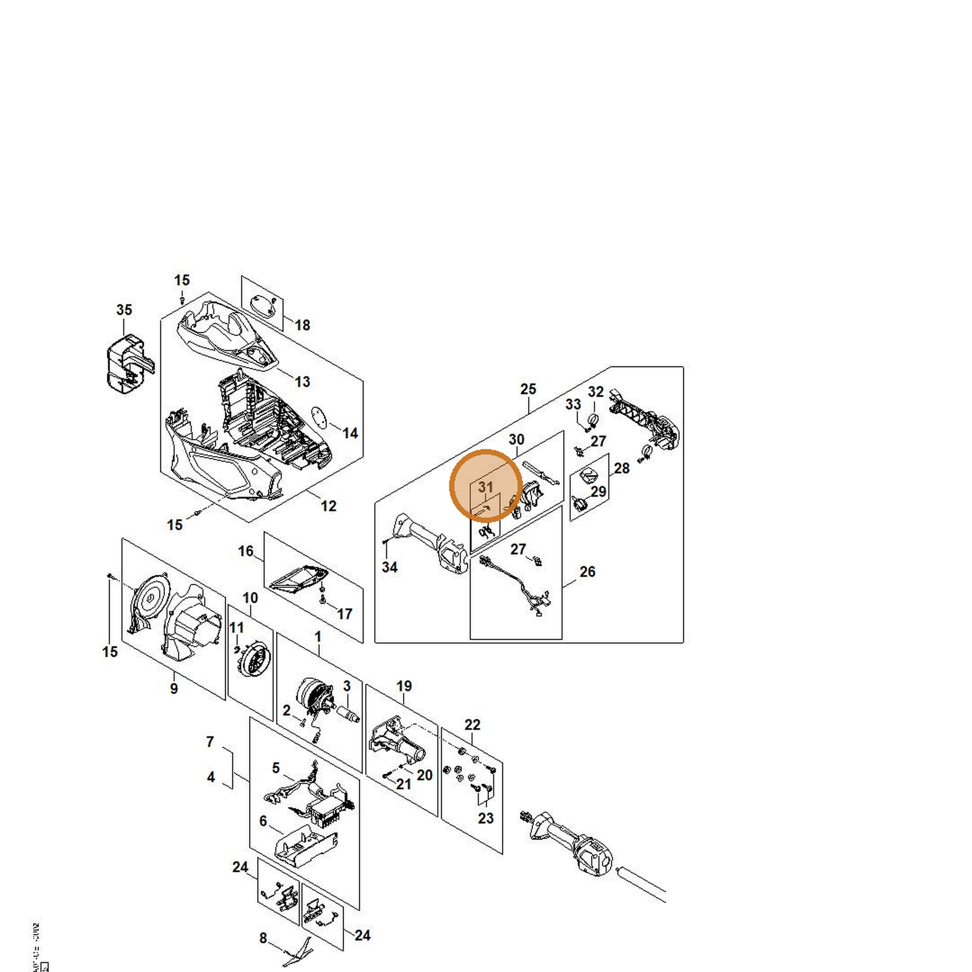 STIHL part FA01-007-1320 — IPL diagram snippet (6x zoom, amber highlight)