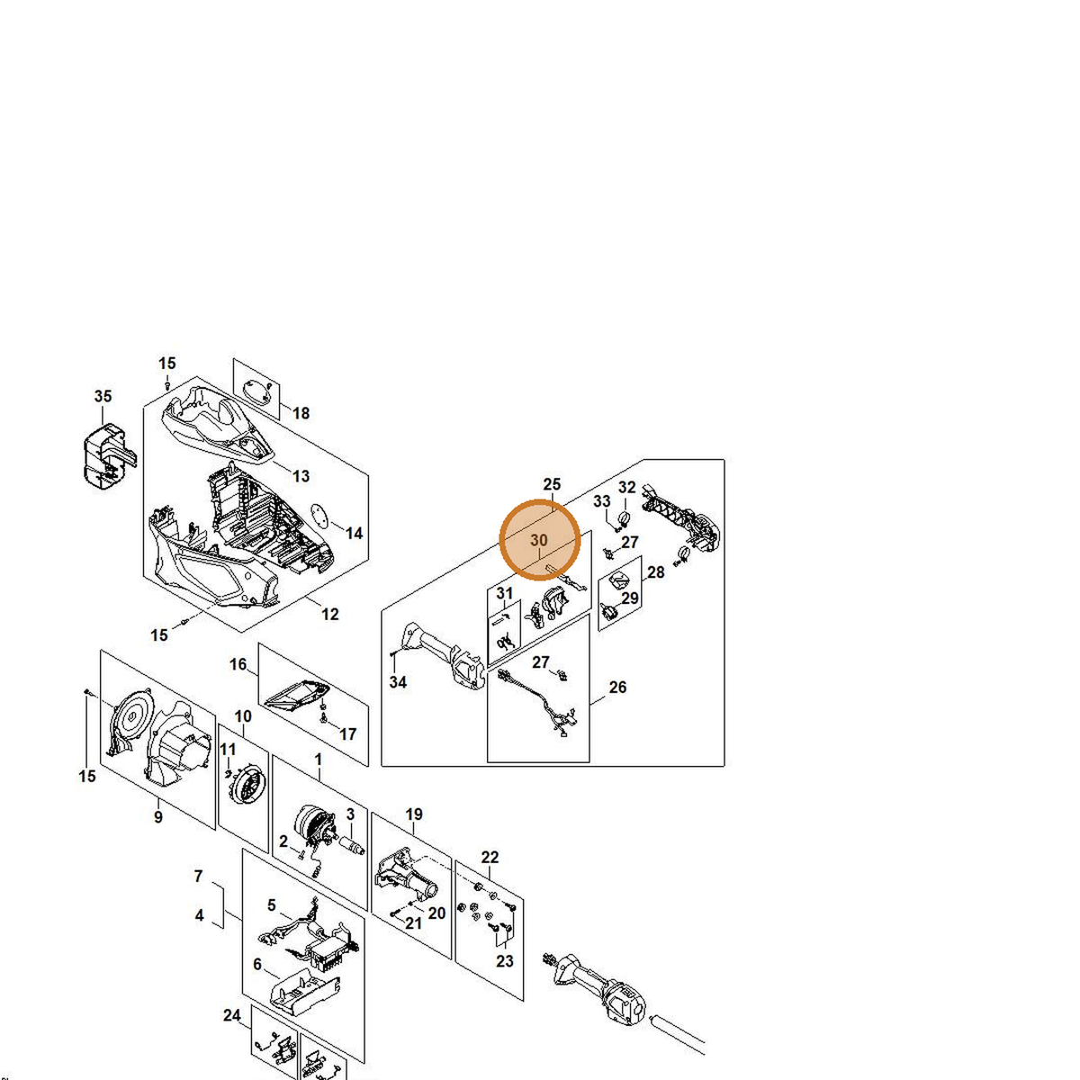 STIHL part FA01-007-3820 — IPL diagram snippet (6x zoom, amber highlight)