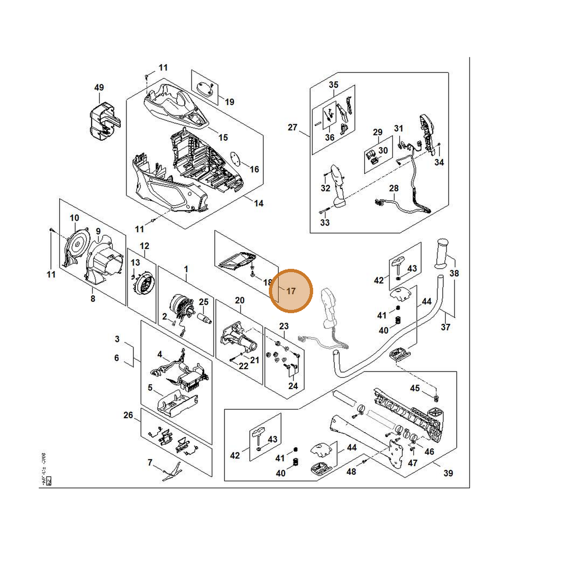 STIHL part FA01-080-1900 — IPL diagram snippet (6x zoom, amber highlight)