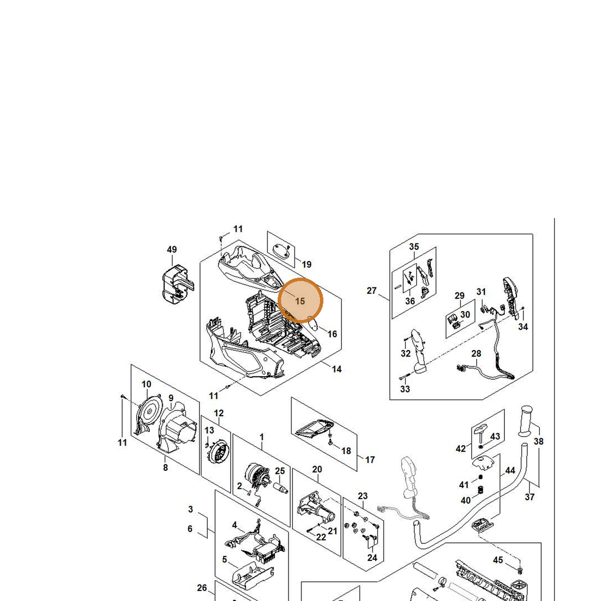STIHL part FA01-084-0900 — IPL diagram snippet (6x zoom, amber highlight)