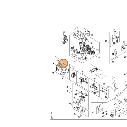 STIHL part FA01-602-0300 — IPL diagram snippet (6x zoom, amber highlight)